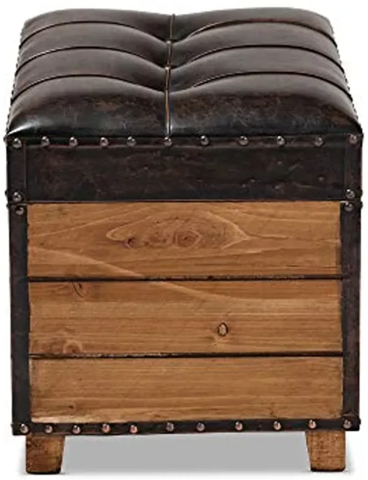 Baxton Studio Ottomans, One Size, Dark Brown/Golden Oak