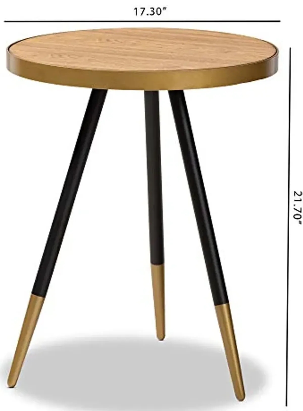 Baxton Studio End Tables, One Size, Walnut/Black/Gold