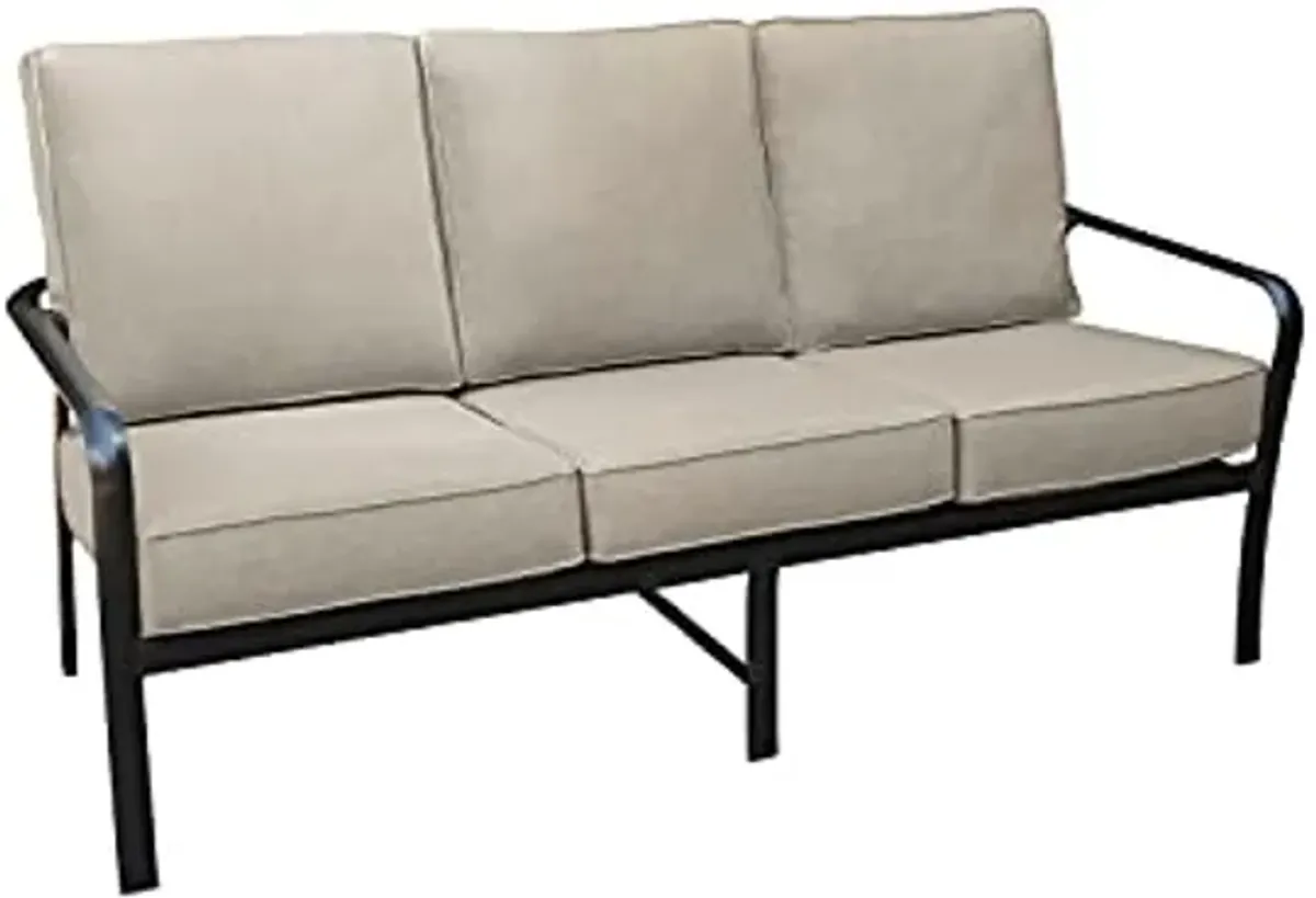 Hanover Cortino Grade Aluminum Sofa with Plush Sunbrella Cushions, CORTSOFA-GMASH Commercial Outdoor Furniture, 1PC, Gunmetal/Ash