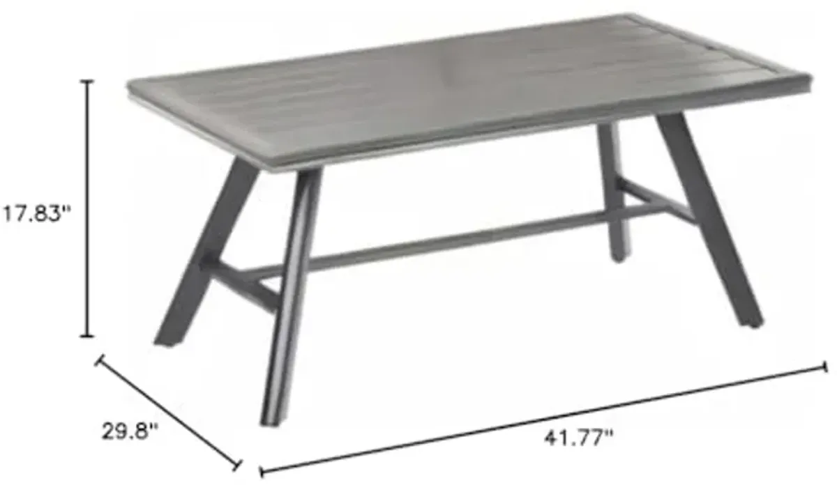 Hanover Weather Grade Aluminum Slat-Top Coffee Table, CMCOFTBL-GM Commercial Outdoor Furniture, Gunmetal