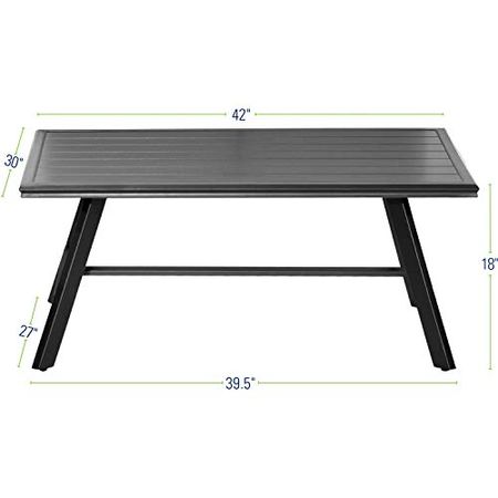 Hanover Weather Grade Aluminum Slat-Top Coffee Table, CMCOFTBL-GM Commercial Outdoor Furniture, Gunmetal
