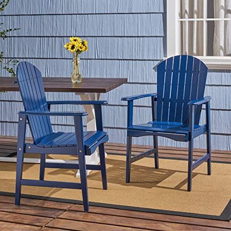 Easter Outdoor Weather Resistant Acacia Wood Adirondack Dining Chairs (Set of 2), Blue Navy Finish