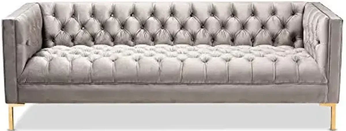 Baxton Studio Sofas, Gray/Gold