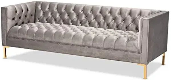 Baxton Studio Sofas, Gray/Gold