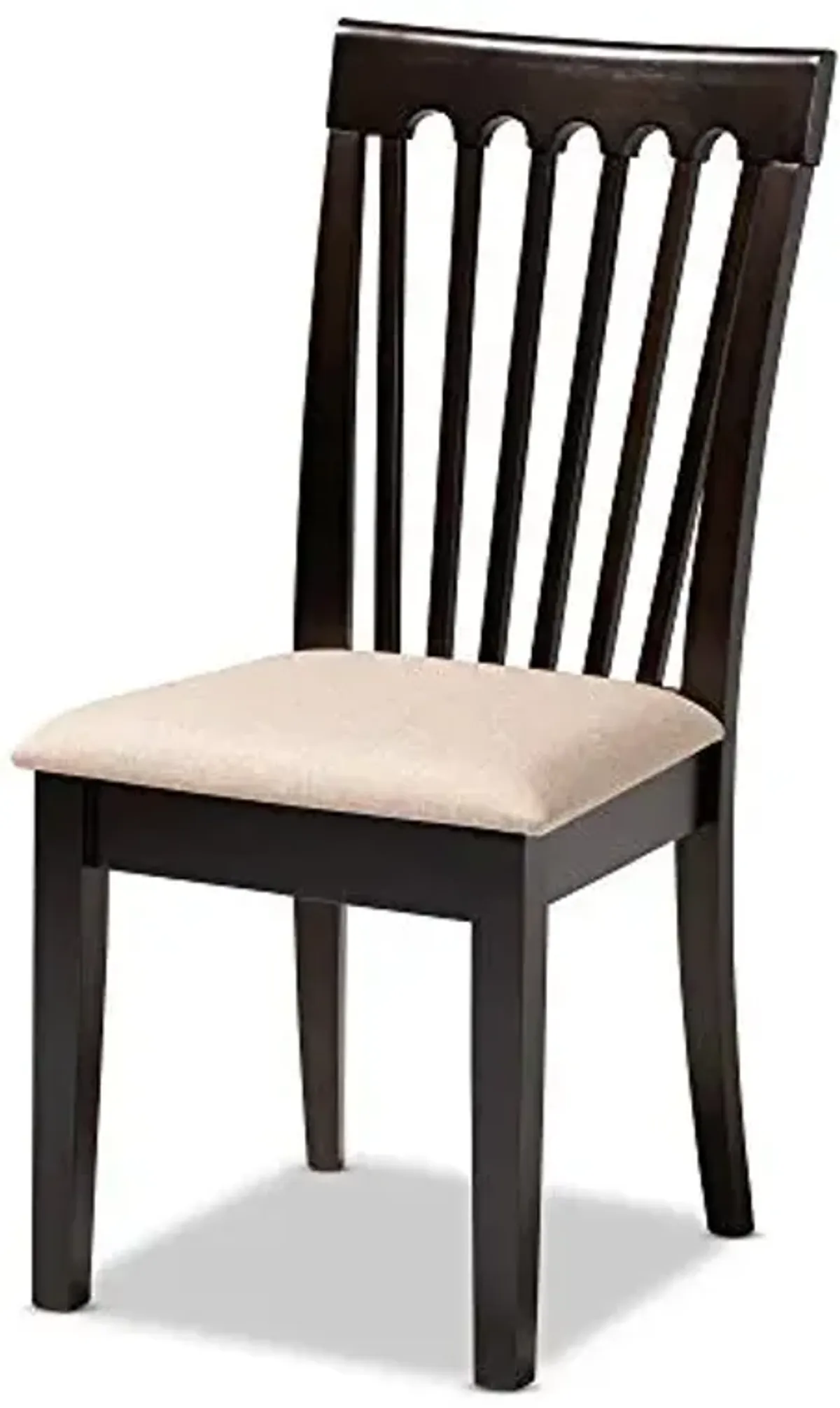 Baxton Studio Minette Dining Chair and Dining Chair Sand Fabric Upholstered Espresso Brown Finished Wood Dining Chair