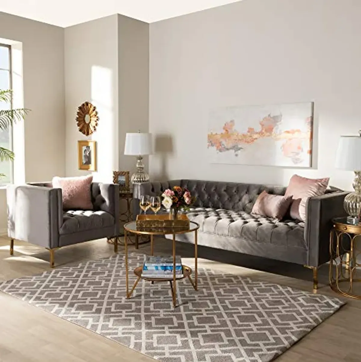 Baxton Studio Living Room Sets Gray/Gold