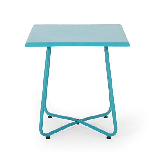 Christopher Knight Home Doris Outdoor Modern 18" Side Table with Steel Legs-Teal