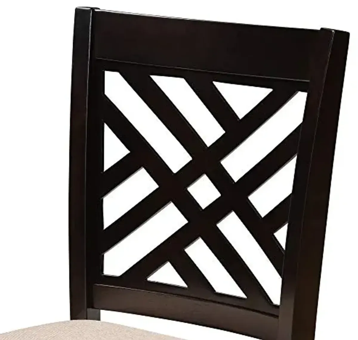 Baxton Studio Caron Modern and Counter Height Pub Chair Sand Fabric Upholstered Espresso Brown Finished Wood Counter Height Pub Chair