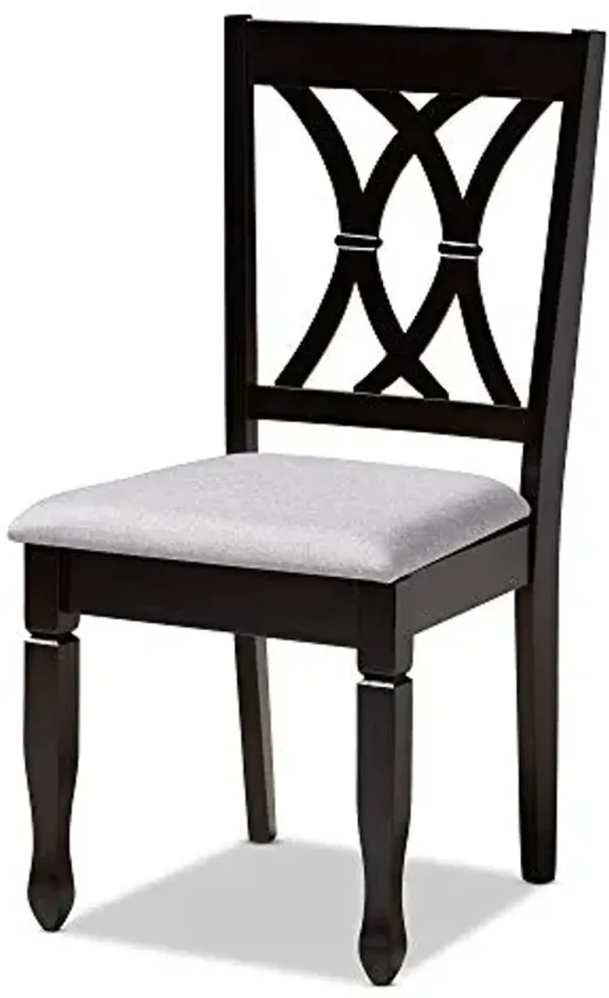 Baxton Studio Reneau Dining Chair and Dining Chair Gray Fabric Upholstered Espresso Brown Finished Wood Dining Chair