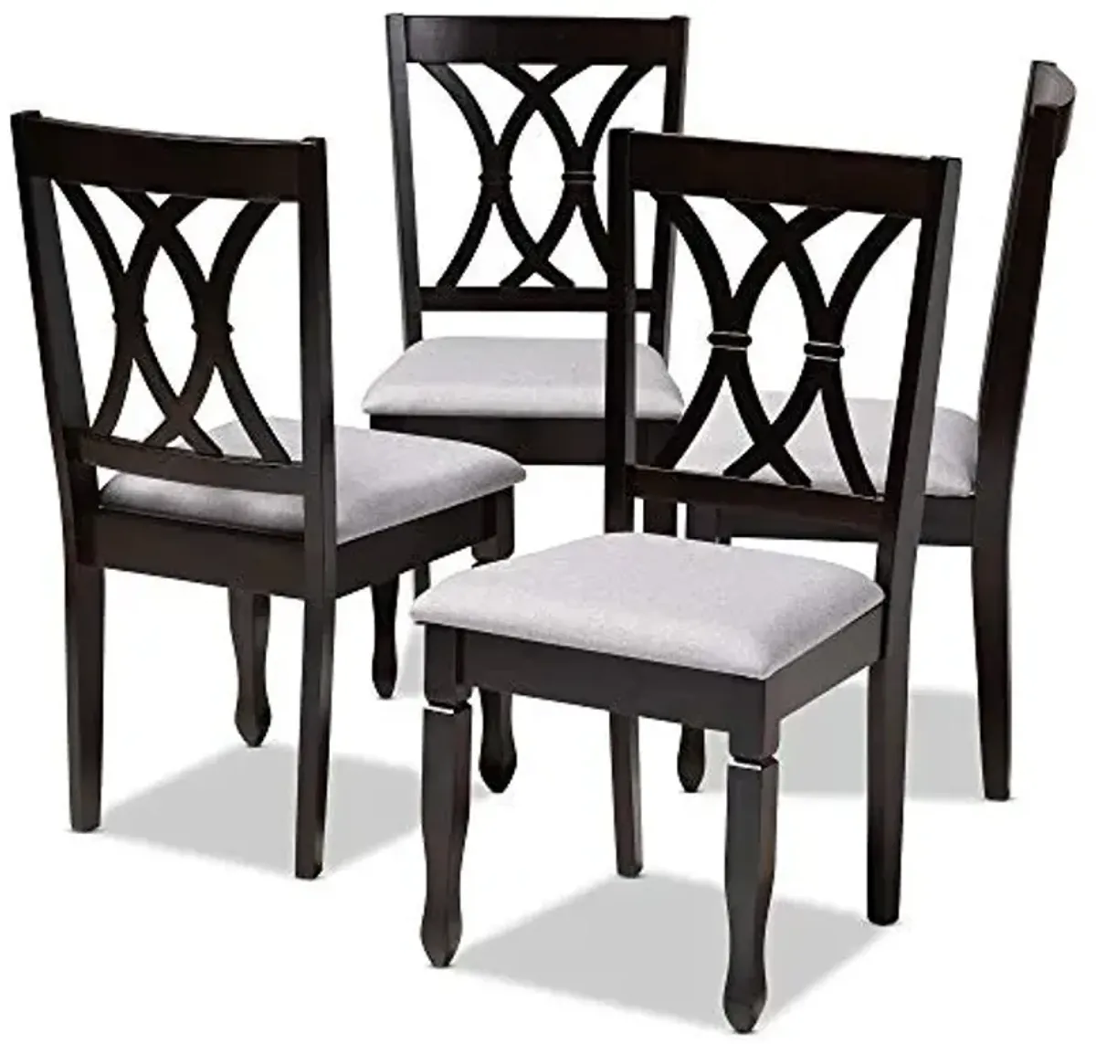 Baxton Studio Reneau Dining Chair and Dining Chair Gray Fabric Upholstered Espresso Brown Finished Wood Dining Chair