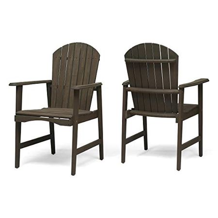 Easter Outdoor Weather Resistant Acacia Wood Adirondack Dining Chairs (Set of 2), Gray Finish