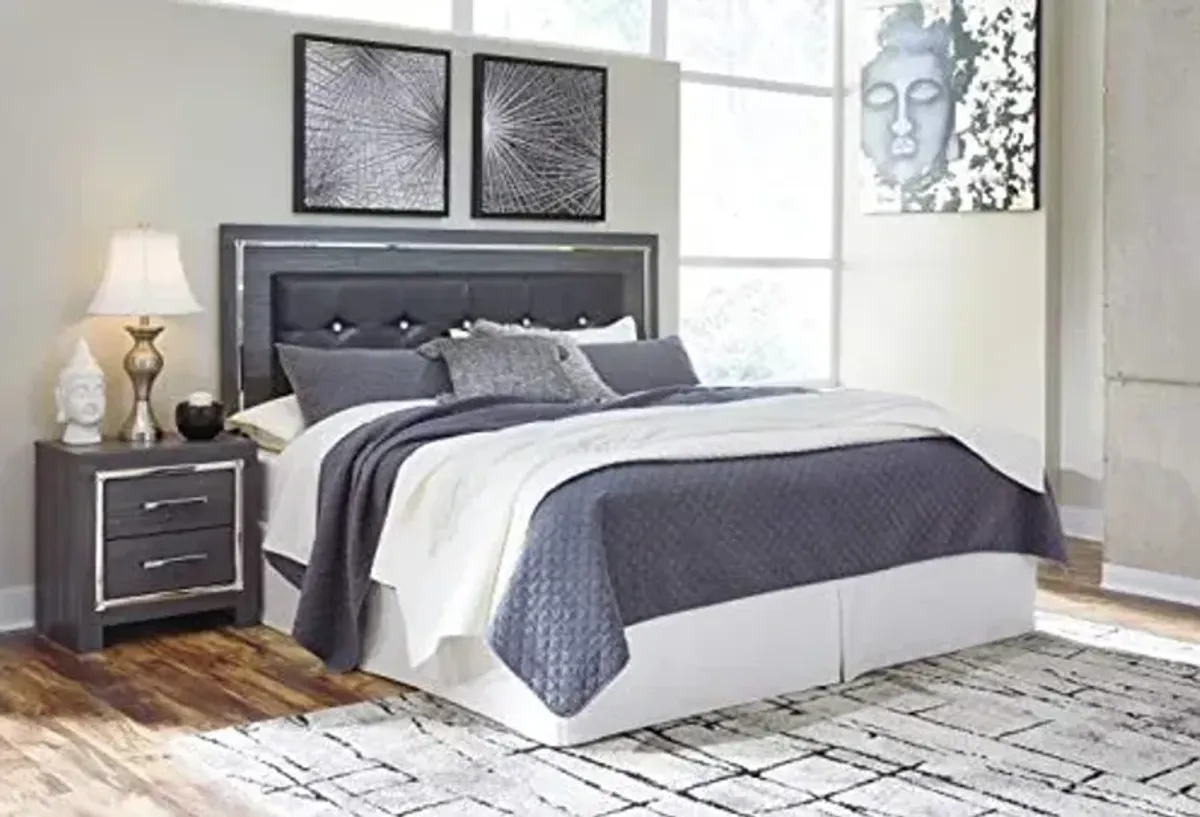 Signature Design by Ashley Lodanna Glam Faux Leather Panel Headboard with LED Lights ONLY, King & California King, Gray