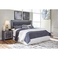 Signature Design by Ashley Lodanna Glam Faux Leather Panel Headboard with LED Lights, King & California King, Gray
