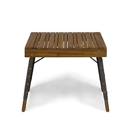 Christopher Knight Home Riley Outdoor Acacia Wood Foldable Side Table, Brown Patina and Gray