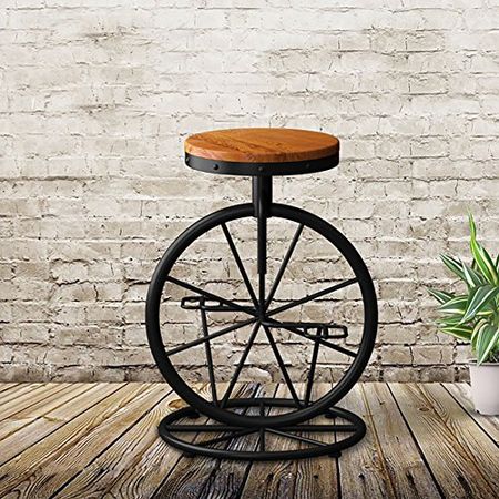 European Retro Do The Old Solid Wooden Top Creative Bar Stools,Adjustable Height Swivel Chair (Color : Multi-Colored, Size : 53cm)
