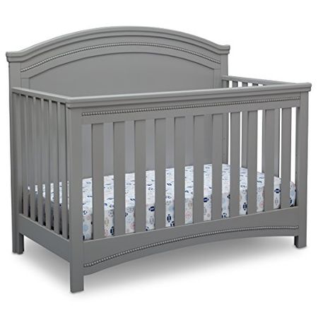 Simmons Kids SlumberTime Emma Convertible Baby Crib N More & Ultra Deluxe 2-in-1 Innerspring Crib and Toddler Mattress, Grey