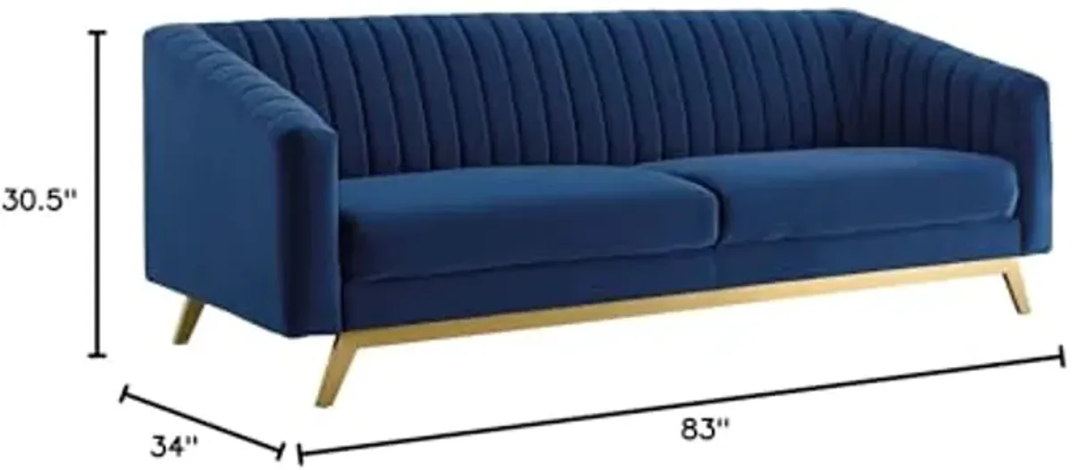 Modway Valiant Vertical Channel Tufted Performance Velvet Loveseat, Navy