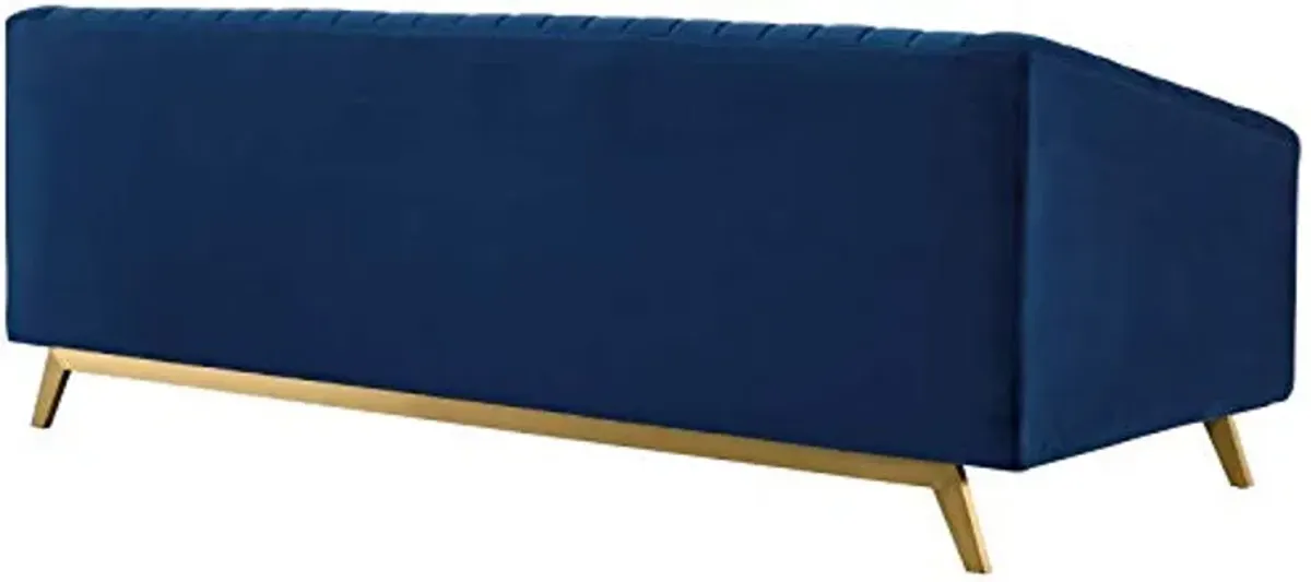 Modway Valiant Vertical Channel Tufted Performance Velvet Loveseat, Navy