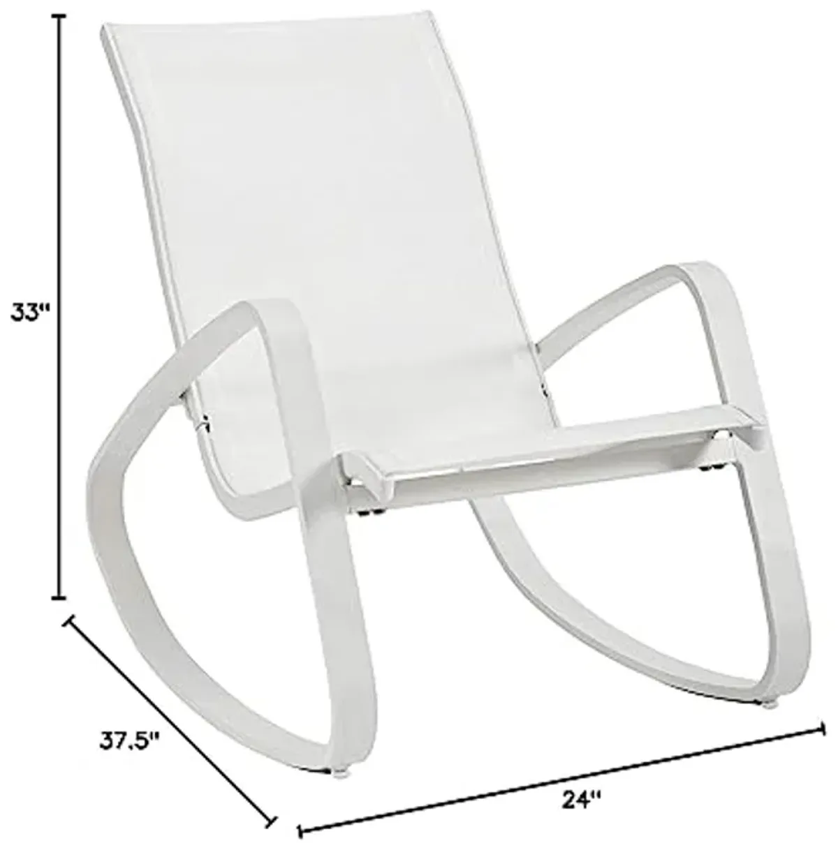 Modway Traveler Outdoor Patio Aluminum Mesh Rocking Sling Gliders, Two Lounge Chairs, White