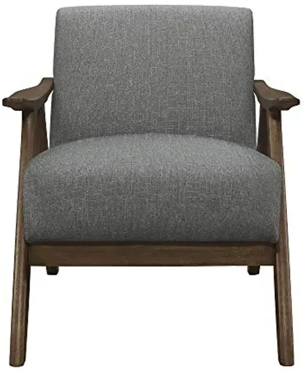 Lexicon Mid Century Modern Accent Chair with Solid Wood Frame in Walnut Finish, Upholstered Living Room Lounge Arm Chair, Thick and Comfy Innerspring Seat Cushion, Linen-Look Fabric, Gray