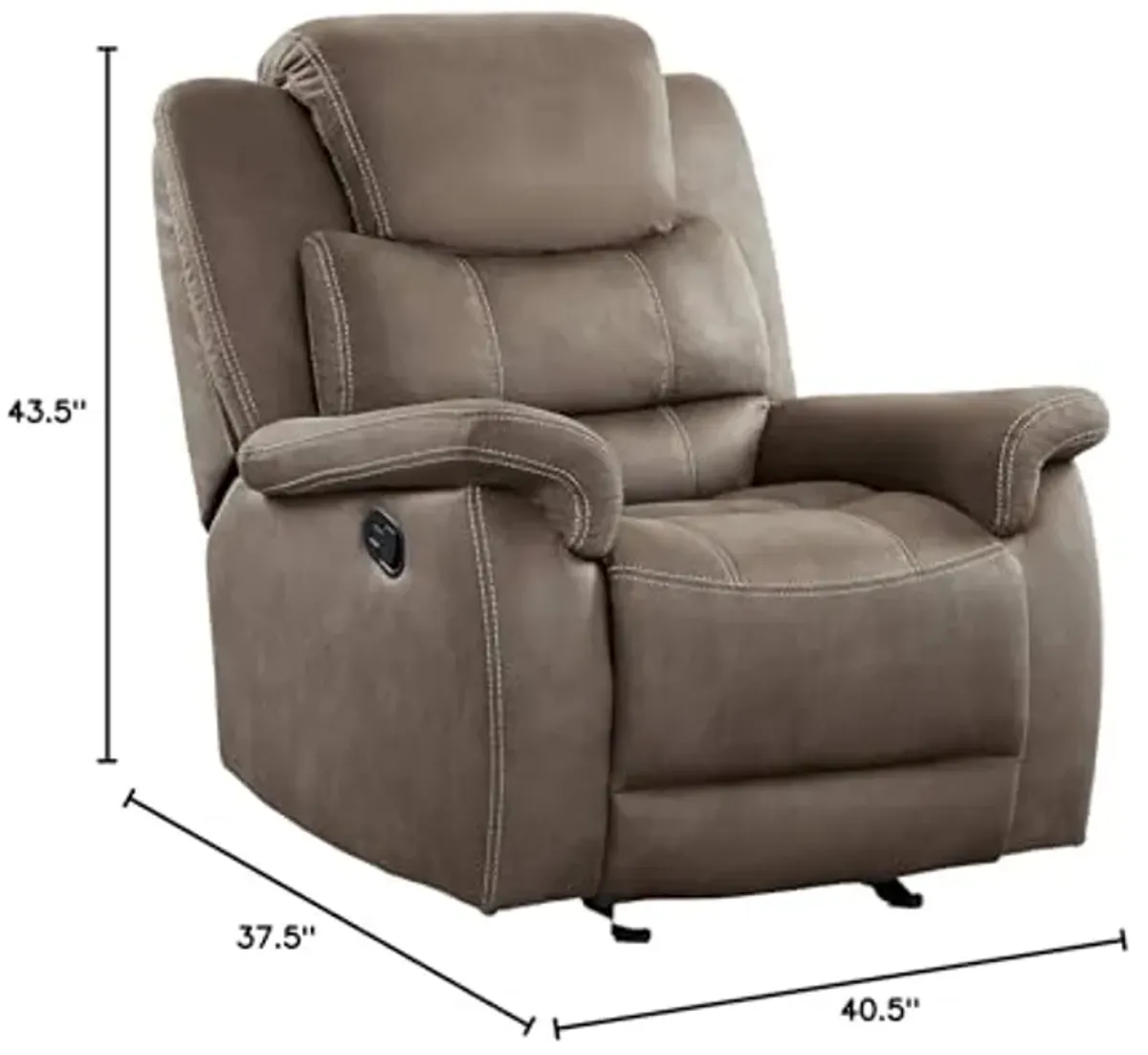 Homelegance 38" Glider Recliner (Manual), Brown