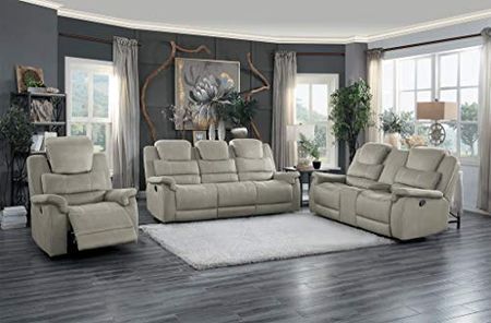 Homelegance 74" Double Glider Reclining Loveseat (Manual), Gray