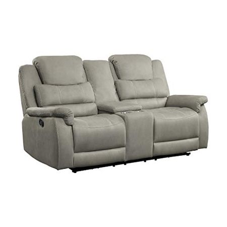 Homelegance 74" Double Glider Reclining Loveseat (Manual), Gray