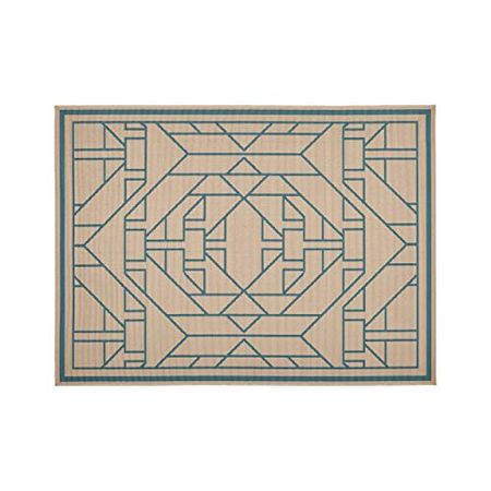 Christopher Knight Home Gina Outdoor 5'3" x 7' Geometric Area Rug, Anemone, Ivory And Blue