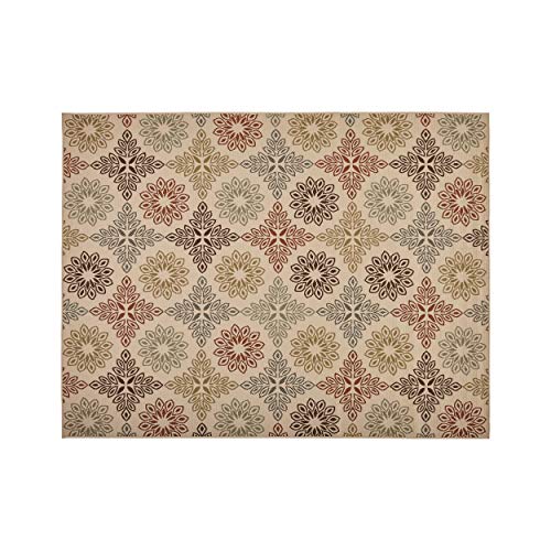 Christopher Knight Home Estelle Outdoor 7'10" x 10' Medallion Area Rug, Ivory and Multi