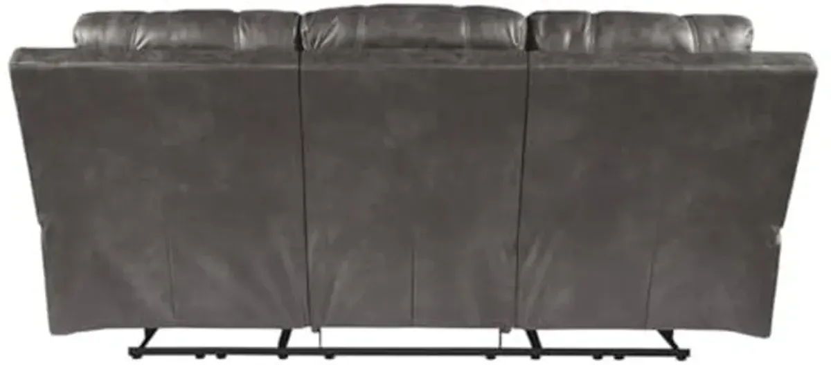 Signature Design by Ashley Erlangen Faux Leather Adjustable Power Reclining Sofa with USB Charging, Gray