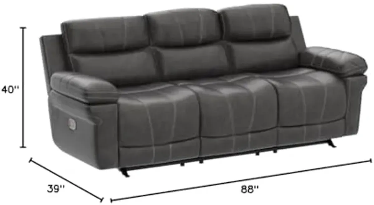 Signature Design by Ashley Erlangen Faux Leather Adjustable Power Reclining Sofa with USB Charging, Gray