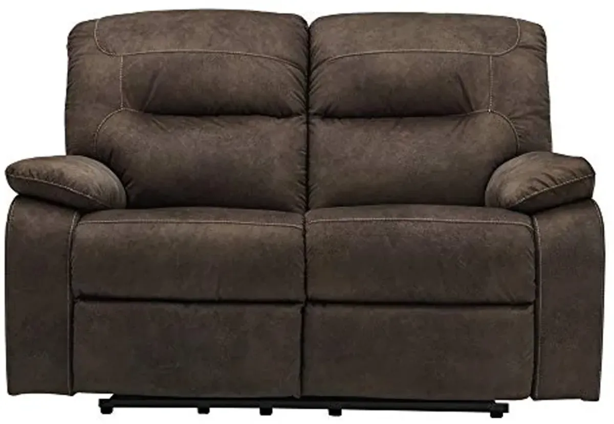 Signature Design by Ashley Bolzano Faux Leather Manual Reclining Loveseat, Brown