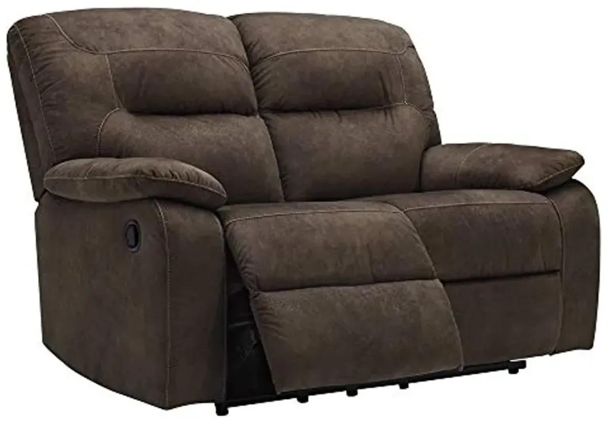 Signature Design by Ashley Bolzano Faux Leather Manual Reclining Loveseat, Brown