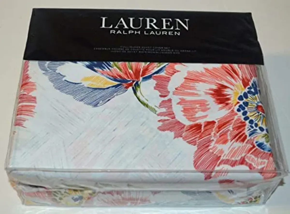 Ralph Lauren Lauren Isadora Floral Full/Queen 3 p Duvet Cover Set red Blue White