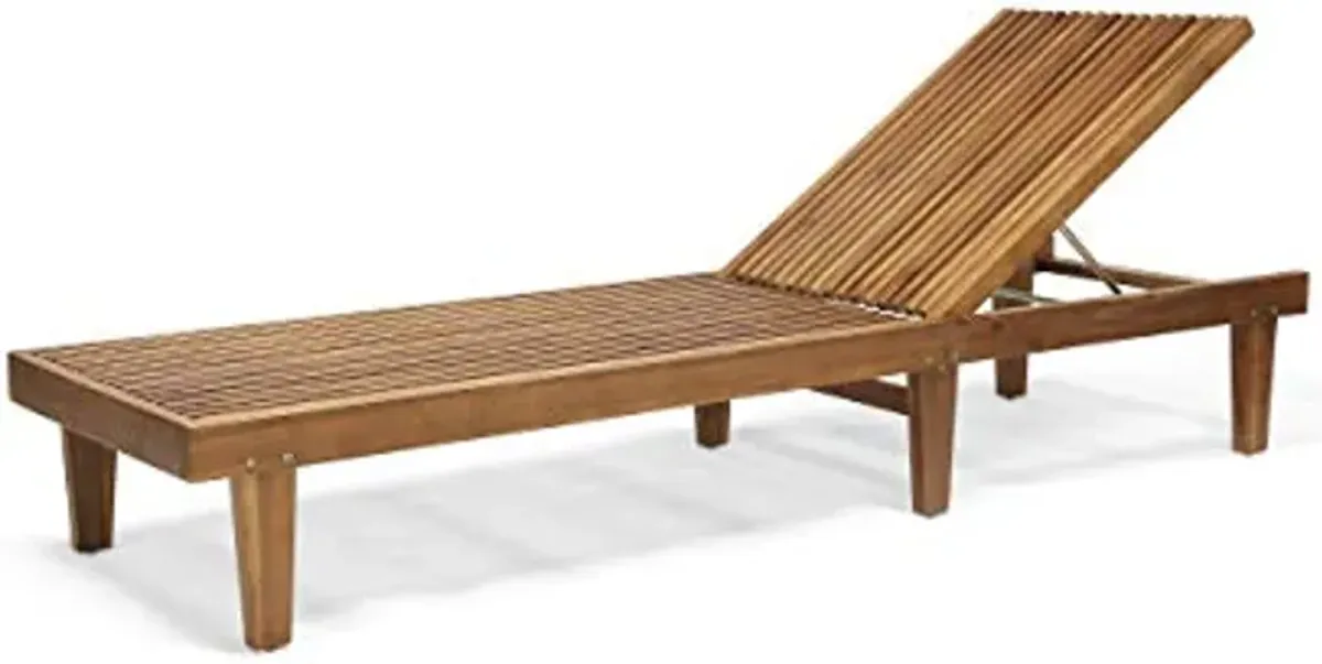 Christopher Knight Home Addisyn Outdoor Wooden Chaise Lounge, Teak Finish