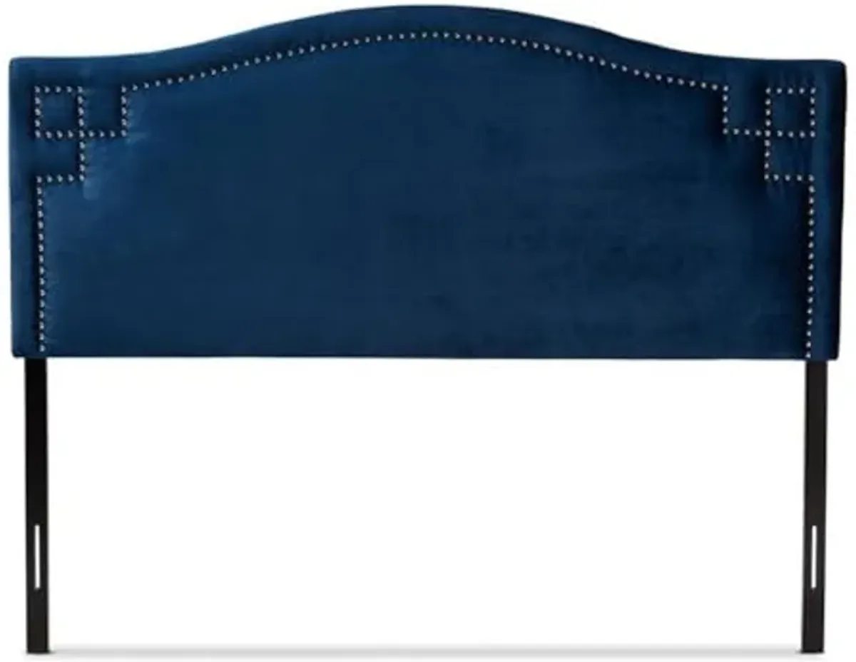 Baxton Studio Aubrey Velvet and Wood Full Headboard in Royal Blue