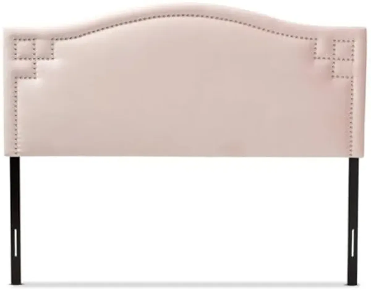 Baxton Studio Aubrey Light Pink Velvet Fabric Upholstered Queen Headboard