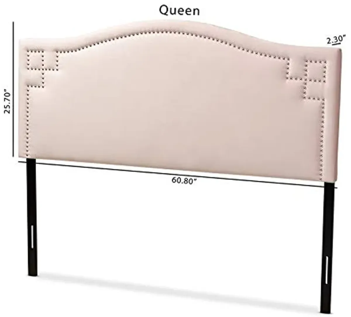 Baxton Studio Aubrey Light Pink Velvet Fabric Upholstered Queen Headboard