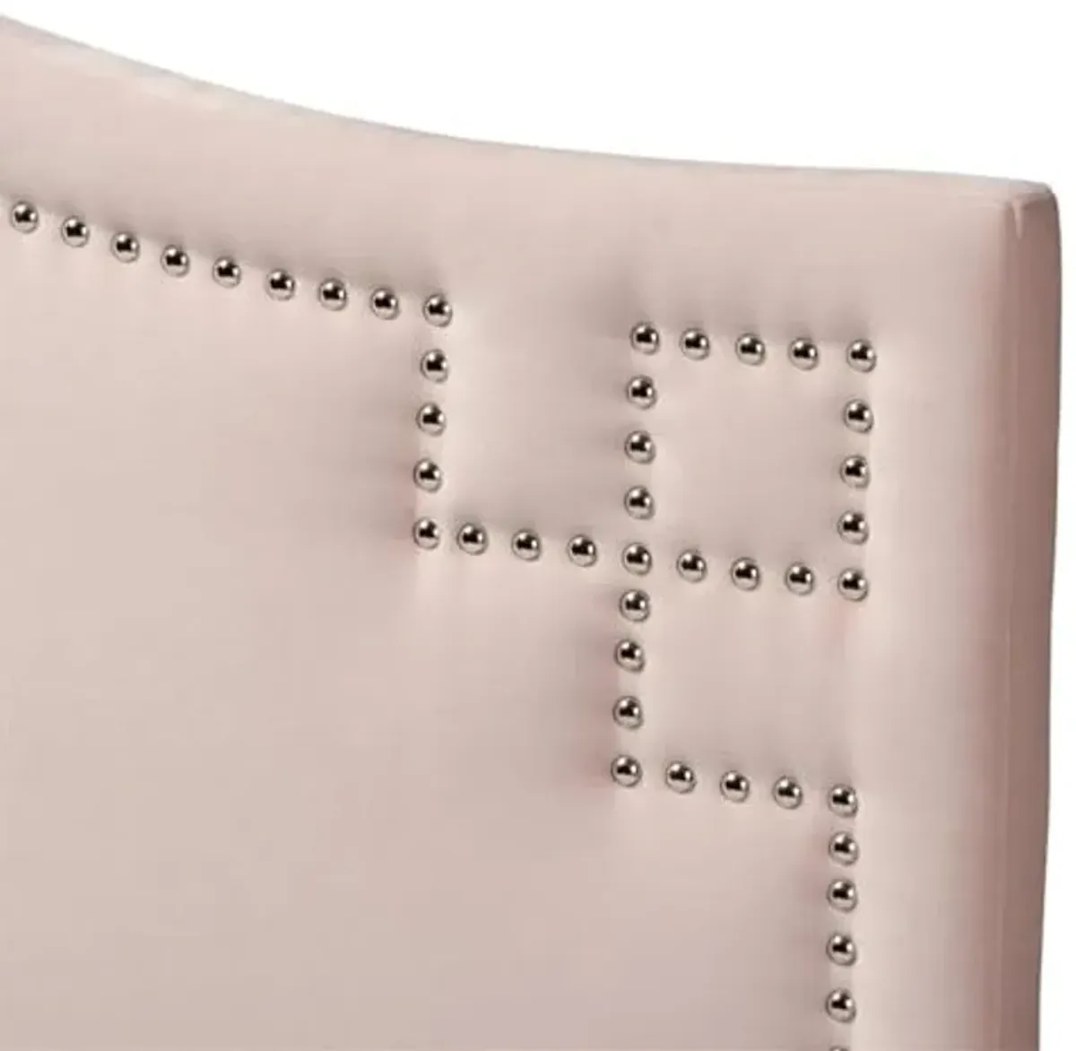 Baxton Studio Aubrey Light Pink Velvet Fabric Upholstered Queen Headboard