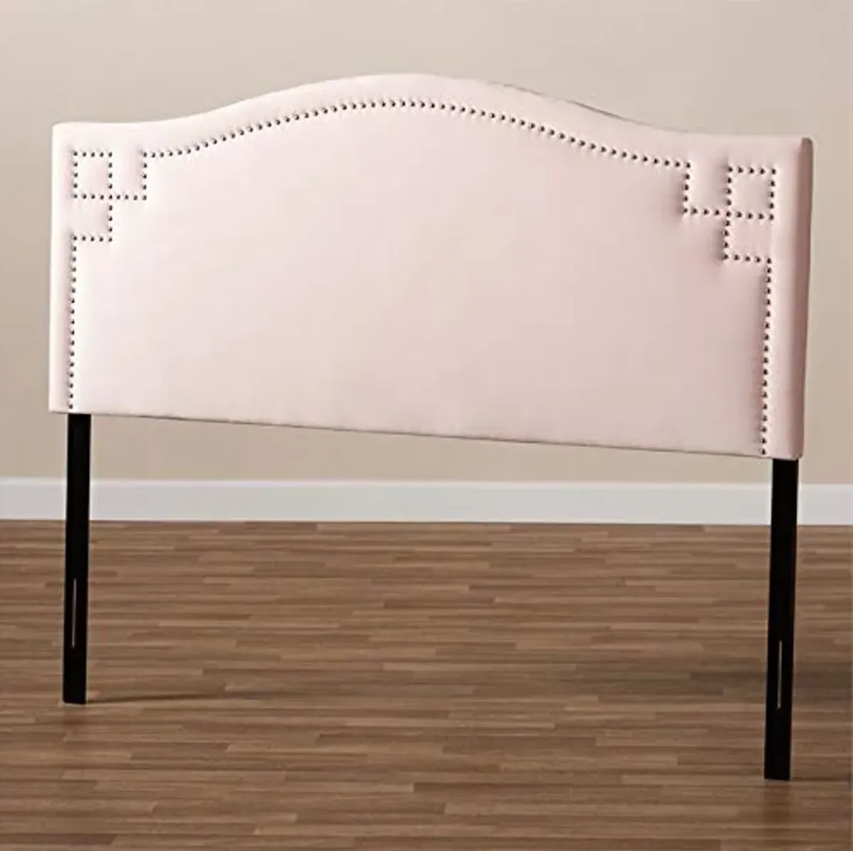 Baxton Studio Aubrey Light Pink Velvet Fabric Upholstered Queen Headboard