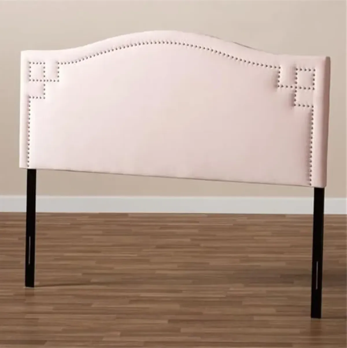 Baxton Studio Aubrey Light Pink Velvet Fabric Upholstered Queen Headboard