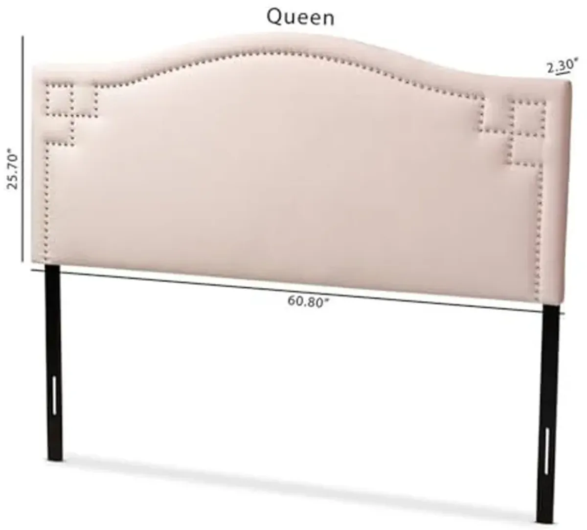 Baxton Studio Aubrey Light Pink Velvet Fabric Upholstered Queen Headboard