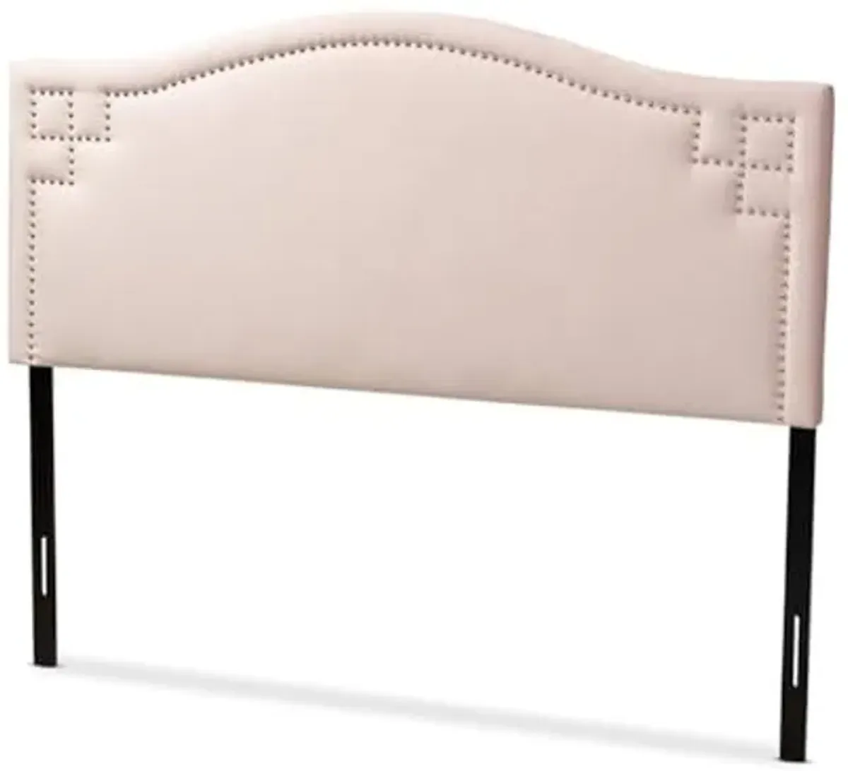 Baxton Studio Aubrey Light Pink Velvet Fabric Upholstered Queen Headboard