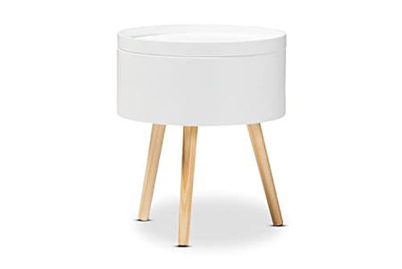 Baxton Studio Jessen 15" Wide White Wood Nightstand with Removable Top