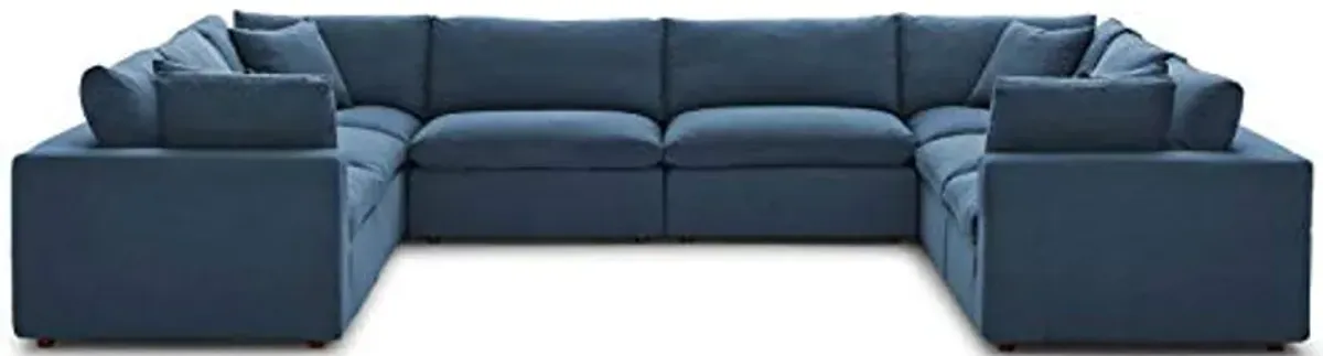 Modway Commix Down-Filled Overstuffed Upholstered 8-Piece Sectional Sofa Set in Azure