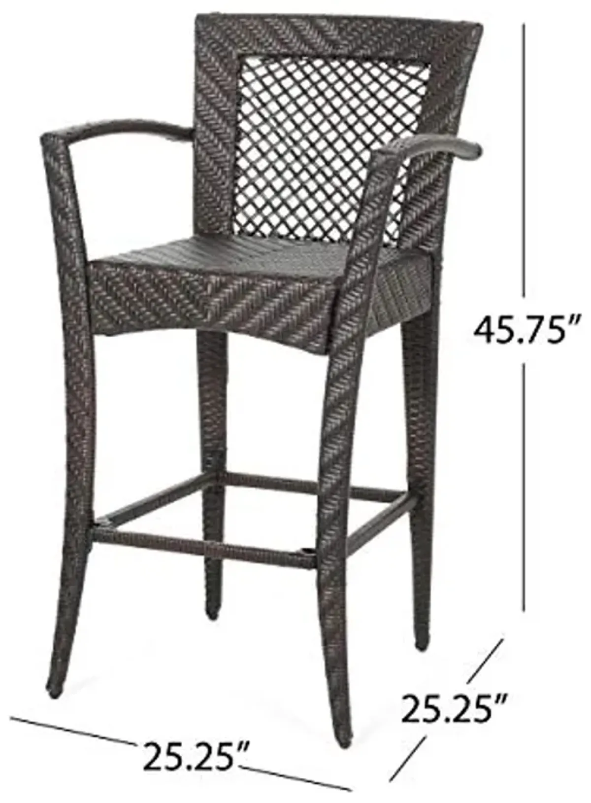 Christopher Knight Home Megan Outdoor 46" Wicker Barstool (Set of 2), Multi Brown Finish