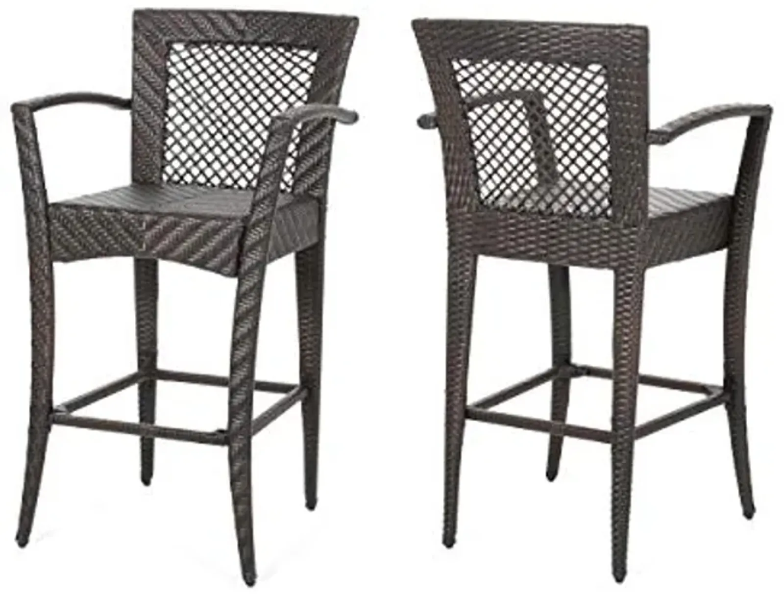 Christopher Knight Home Megan Outdoor 46" Wicker Barstool (Set of 2), Multi Brown Finish