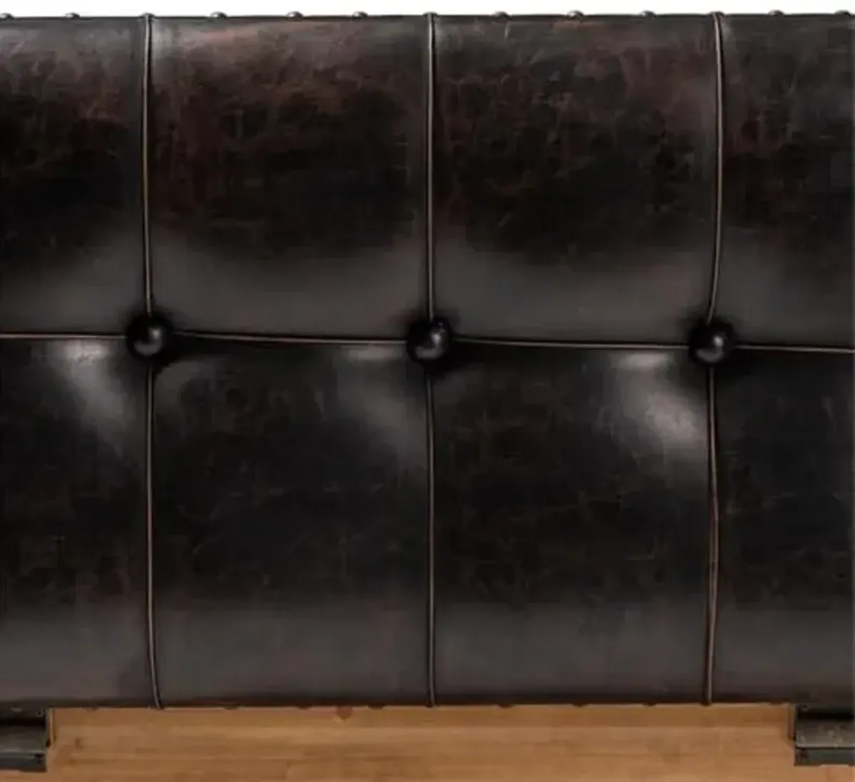Baxton Studio Marelli Rustic Dark Brown Faux Leather Upholstered 2-Piece Wood Storage Trunk Ottoman Set