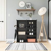 SONGMICS Cube Storage Organizer, Interlocking Plastic Cubes with Divider Design, Modular Cabinet, Bookcase, Closet Bedroom Kid’s Room, Includes Rubber Mallet, 32.7 x 12.6 x 36.6 Inches, Black ULPC36H