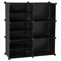 SONGMICS Cube Storage Organizer, Interlocking Plastic Cubes with Divider Design, Modular Cabinet, Bookcase, Closet Bedroom Kid’s Room, Includes Rubber Mallet, 32.7 x 12.6 x 36.6 Inches, Black ULPC36H